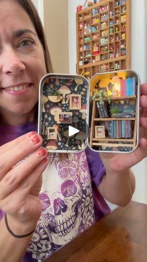 49K views · 16K reactions | What a fun and beautiful kit-I absolutely loved putting this micro bookshelf together 🍄‍🟫 @microcosmic.craft.co #miniatures #diyminiaturekit #miniaturebooks #diyminiatures | Katie Sieg | kayteekays.minis · Original audio Mint Tin Crafts, Mini Books Diy, Miniature Bookshelf, Mini Bookshelf, Diy Doll Miniatures, Pinterest Diy Crafts, Mini Craft, Miniature Diy, Diy Crafts Hacks