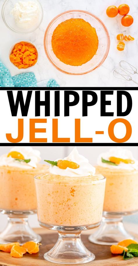 Whipped Jello, Gelatin Salads, Jello Pudding Recipes, Jello Deserts, Whip Recipes, Christening Decor, Jello Mold Recipes, Jar Desserts, Jello Recipe