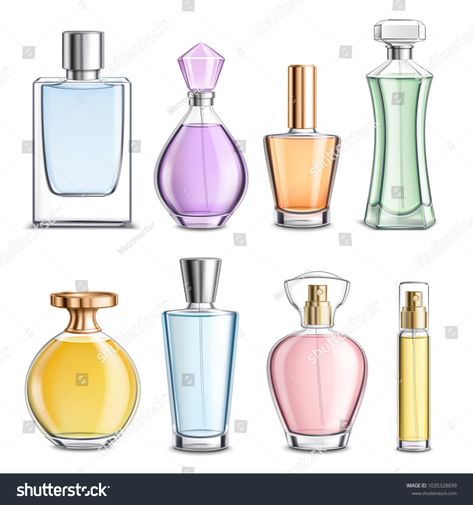 Perfume glass bottles various shapes caps and color 3d realistic set on white background isolated vector illustration #Ad , #affiliate, #shapes#caps#color#Perfume Makeup Stickers, Perfume Art, Bottle Drawing, Hermes Perfume, Perfume Bottle Design, Mini Perfume, Perfume Packaging, Industrial Design Sketch, Perfume Design