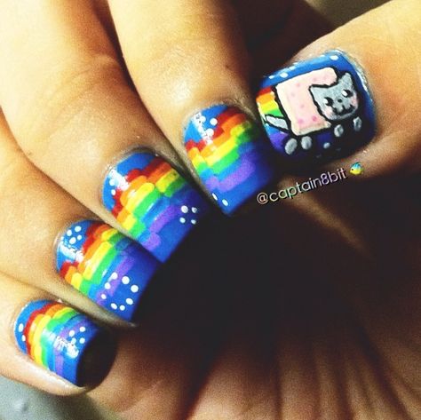 Scene Emo Nails, Scenecore Nails, Scene Nails Short, Nails Scene, Invader Zim Nails, 2010 Nails, Scene Kid Nails, Nyan Cat Wallpapers, Nyan Cat Poster