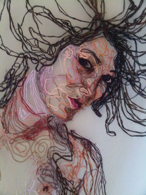 Embroidery Portrait, Portrait Embroidery, Embroidered Portrait, Embroidered Art, Textile Fiber Art, Thread Art, Thread Painting, Art Simple, Gcse Art