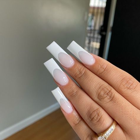 @_glambyjulia shared a photo on Instagram: “Nut White & White 😤😍 - @valentinobeautypure Soft White 045 Polish - #nails #nailart #nailsofinstagram #nailinspo #naildesigns #nailartist…” • Mar 12, 2022 at 3:23am UTC Long Square French Tip Nails With Design, White French Tip Nails, Art For Short Nails, Nail Art For Short Nails, Nail Art Inspo, Overlay Nails, Tapered Square Nails, Nail Art Tips, White French Tip