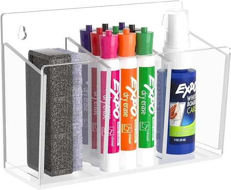 Amazon.com : HBlife Clear Acrylic 3 Compartments Magnetic Dry Erase Marker Holder, Whiteboard Marker Holder Pen Pencil Storage Organizer Cup for Fridge, Whiteboard, Locker (1 Pack, 2 Installation Methods) : Office Products Whiteboard Marker Holder, Dry Erase Marker Holder, Marker Organizer, Pencil Cup Holder, Locker Organization, Marker Holder, Fridge Accessories, Locker Accessories, Marker Storage