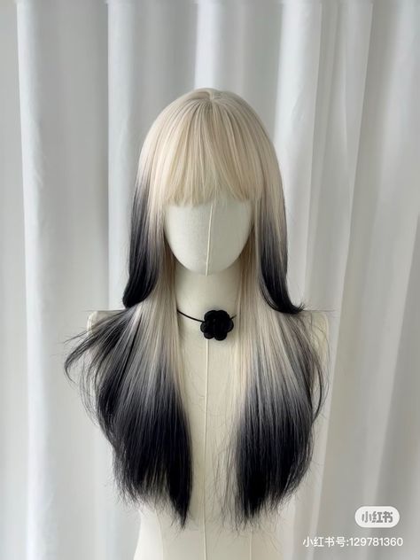 Ghost Hair Color, White Hair With Black Tips, Ghost Hair, Hair Doctor, Hair Style Korea, Hair Wrap Scarf, Gorgeous Hair Color, Dyed Hair Inspiration, Hair Color Techniques