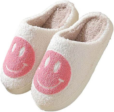 Amazon.com | FACAXEDRE Retro Smiley Face Slippers, Soft Plush Comfy Preppy Women Slippers, Smile Cushion Slides, Fluffy House Slippers for Men | Slippers Smile Face Slippers, Happy Face Slippers, Smiley Face Slippers, Fluffy Comforter, Cute Slides, Preppy Women, Indoor Outdoor Slippers, Retro Preppy, Preppy Shoes