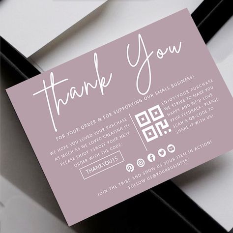 22.71US $ |Modern Business Thank You Card With QR,Small Business Thank You Card Template Thank You Package Insert, Contemporary Branding| | - AliExpress Bussines Thanks Card Design Ideas, Business Card Thank You, Business Card For Small Business, Thank You Small Business Cards, Thank You For Shopping Card, Thank You Card Ideas For Small Business, Thankyoucard Design Business, Small Business Thank You Cards Design, Thank You Cards For Business