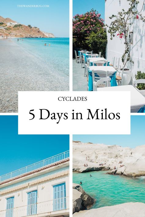 5 Days in Milos, Greece • The Wanderbug • Greece Travel Blog What To Wear In Greece, Greece Milos, Greece Packing, Sarakiniko Beach, Greek Islands To Visit, Best Greek Islands, Milos Greece, Greece Itinerary, Greek Vacation