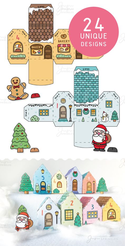 Christmas Diy Calendar, Avent Calendar For Kids Diy, Advent Calendar House Free Printable, Diy Paper Advent Calendar, Christmas Calendar Ideas For Kids, Advent Calendar House Diy, Free Printable Advent Calendar Numbers Countdown To Christmas, Advent Calendar Template Free Printables, Diy Advent Calendar Printable