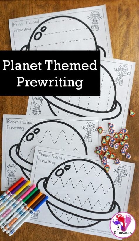 Making learning to write and hold a pencil fun for your children with this Planet-Themed Prewriting Activity! Planet Fine Motor Activities, Planet Kindergarten Activities, Space Name Activities, Planets Preschool Theme, Planets For Kindergarten, Space Writing Activities Preschool, Space Fine Motor Activities Preschool, Space Centers Preschool, Pre K Space Activities