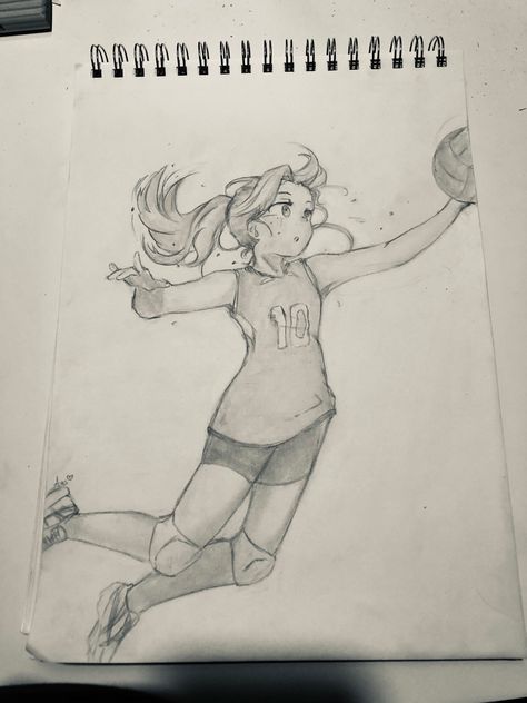 Sports Drawing Reference, Volleyball Drawing Ideas, Volleyball Girl Drawing, Volleyball Player Drawing, Volleyball Drawings, Sport Drawing Ideas Art, Volleyball Sketch, Sport Sketch, Volleyball Drawing