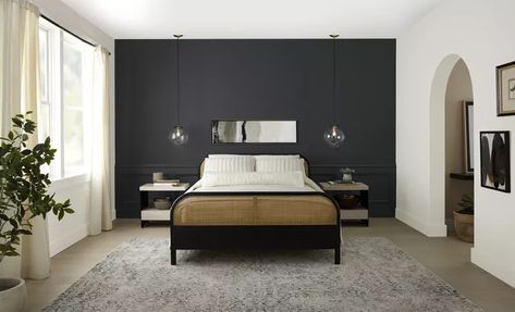 Behr’s Color of the Year 2024 Proves that Black Is the Perfect Neutral Behr Cracked Pepper Paint, Cracked Pepper Paint, Pepper Paint, Accent Wall Bedroom Paint, Color Of The Year 2024, Behr Colors, Black Paint Color, Black Accent Walls, Dark Paint Colors