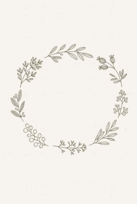 Hand Embroidery Wreath, Embroidery Patterns Flowers, Ryn Frank, Botanical Wreath, Cat Embroidery Design, Wreath Illustration, Illustration Flower, Arte Doodle, Wreath Drawing