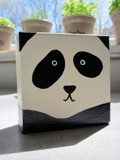 Related image Easy Art Ideas For Kids, Easy Art Ideas, Mini Tela, Art Ideas For Kids, Kids Canvas Painting, Panda Painting, Kids Canvas Art, Small Canvas Paintings, Square Painting