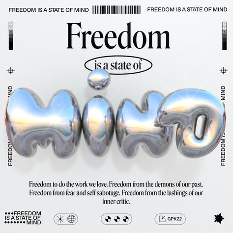 @grafikonelu • Instagram photos and videos Freedom Is A State Of Mind, 타이포그래피 포스터 디자인, 3d Typography, Graphic Design Fonts, Graphic Design Tools, 3d Text, Graphic Design Fun, Canva Design, Instagram Design