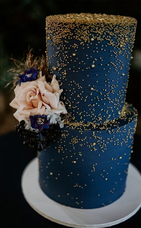 Modern Medieval Wedding, Dark Blue Cake, Modern Medieval, Dark Blue Wedding, Wedding Cake Images, Coast Photography, Pearl Cake, Graduation Party Foods, 50th Cake