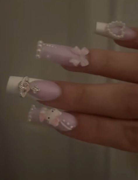 Corset Nails, Hello Kitty Nails Art, Cruise Nails, Digital Wardrobe, Kitty Nails, Nail Board, Hairstyle Inspo, Hello Kitty Nails, Blush Nails