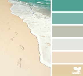 Kids' Bath Color Palette. Colors by the Sea: Sand in Beige, Sea Spray in Light to Med Grey, Emerald Green Waters. Coastal Decor. Sand & Sea Wall Paint Colors. Bedroom Beach Theme, Bathroom Beach Theme, Beach Color Palettes, Color Palette Interior Design, Bathroom Decor Themes, Living Room Themes, Bathroom Color Schemes, Interior Design Color, Kitchen Decor Themes