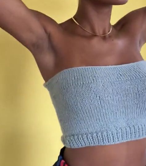 Top Diy, Top Strapless, Bandeau Top, Crochet Ideas, Knit Crochet, Strapless Top, Dye, Crop Tops, Knitting