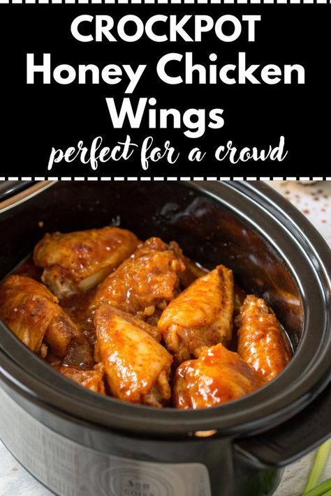 Close-up of honey chicken wings in a crockpot with a rich glaze, ready to be served. Chicken Wings In The Crockpot, Crockpot Wings Recipe, Wings In The Crockpot, Crockpot Honey Chicken, Crockpot Wings, Crockpot Chicken Wings, Wings Recipe Crockpot, Honey Chicken Crockpot, Wings Slow Cooker