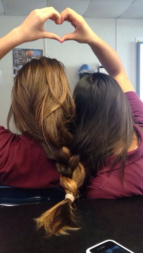 Braided our hair together❤️ Friendship Day Drawing, Flexi Rod Curls, Dark Ash Blonde Hair, Emo Hairstyles For Guys, Cinnamon Hair Colors, Copper Blonde Hair Color, Copper Blonde Hair, Medium Hair Braids, Hangout Ideas