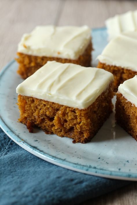 Pumpkin Bars with Cream Cheese Frosting. This easy pumpkin recipe is great for fall baking. Every will love these pumpkin bars made from scratch. #easy #pumpkin #recipe #fall #pumpkinbars #creamcheesefrosting Pumpkin Cream Cheese Bars, Pumpkin Bars With Cream Cheese, Layered Pumpkin Cheesecake, Bars With Cream Cheese Frosting, Bars With Cream Cheese, Cheese Bars, Pumpkin Sheet Cake, Cream Cheese Bars, Pumpkin Cream Cheese