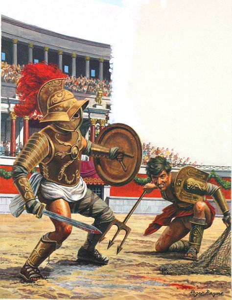 Gladiators (Original) (Signed) art by Roger Payne at The Illustration Art Gallery Ancient Rome Gladiators, Roman Gladiators, Roman Armor, Ancient Warfare, Roman Soldiers, Roman History, Roman Art, Military Art, Ancient Rome