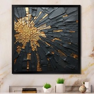 Designart "Black And Gold Abstract Meditation II" Abstract Painting Framed Wall Art Living Room - Bed Bath & Beyond - 40948399 Black Gold Abstract, Black And Gold Living Room, Black And Gold Abstract, Black Wall Art, Wall Art For Sale, Unique Aesthetic, Beautiful Wall Art, Beautiful Wall, Room Wall Art