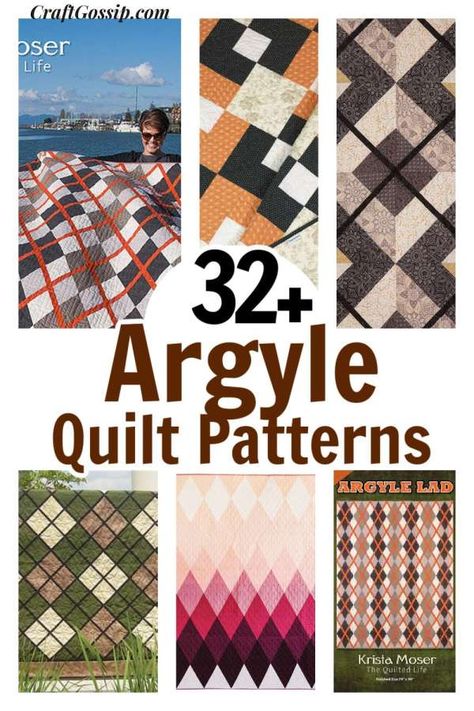 32 Argyle Quilt Patterns Gentlemen’s Agreement Quilt Pattern, Argyle Quilt Pattern Free, Argyle Quilt Pattern, Argyle Knitting Pattern, Argyle Quilt, Story Quilts, Themed Quilts, Bargello Quilt Patterns, Unique Quilt Pattern