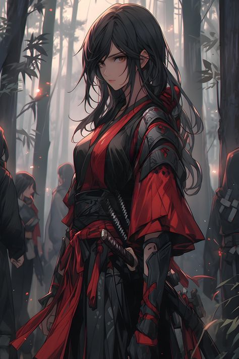 Fantasy Ninja Outfit, Anime Ninja Outfits Female, Anime Samurai Woman, Dnd Ninja, Anime Ninja Female, Ninja Character Art, Ninja Girl Art, Anime Warrior Female, Female Ninja Art