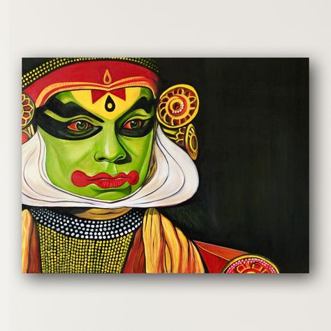 "Kathakali Expressions " by Pratibha Madan Preetkriti. Paintings for Sale. Bluethumb - Online Art Gallery Kathakali Painting, Kathakali Face Drawing, Kathakali Face Painting, Kathakali Face Sketch, Kathakali Painting On Canvas, Kadhakali Paintings On Canvas, Kerala Mural Painting Kathakali, Diwali Painting, Ganesh Art Paintings