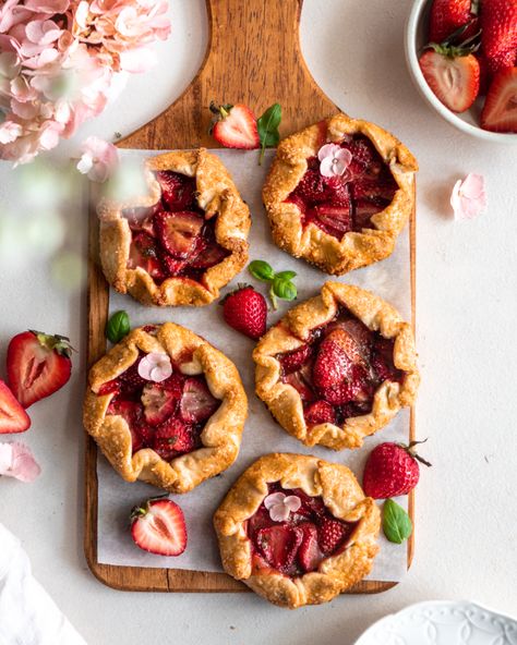 Strawberry Basil Galettes In Bloom Bakery, Bloom Bakery, Chocolate Covered Strawberry Cake, Strawberry Basil, Strawberry Donuts, Galette Recipe, Berry Picking, Crumble Bars, A Balanced Life