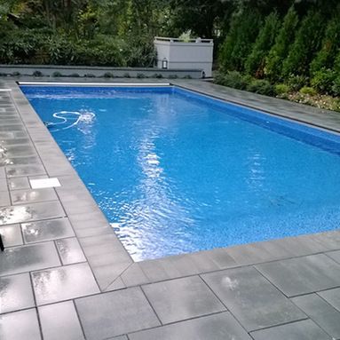 Pool Paving, Inground Pool Landscaping, Pool Design Ideas, Pool Pavers, Outside Pool, Pool Renovation, Pool Remodel, Concrete Pool, Pool Coping