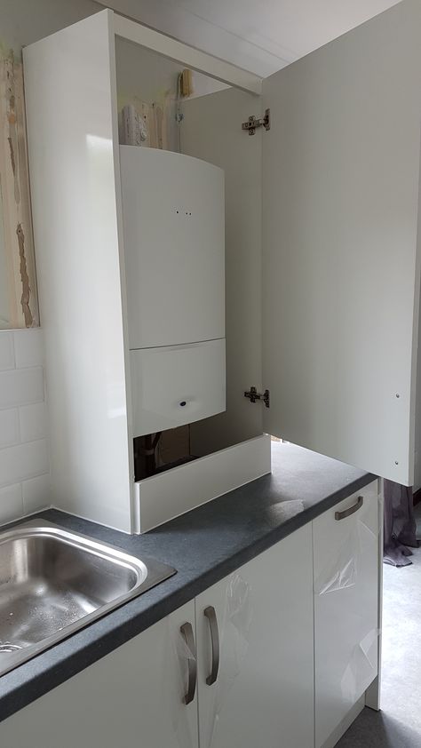 Boiler Boxing In Ideas, Boxing In Boiler Ideas, How To Hide A Boiler, Boiler Cupboard Ideas, Boiler Cover Ideas, Boiler Cover, Boiler Cupboard, Micro Bathroom, Utility Ideas