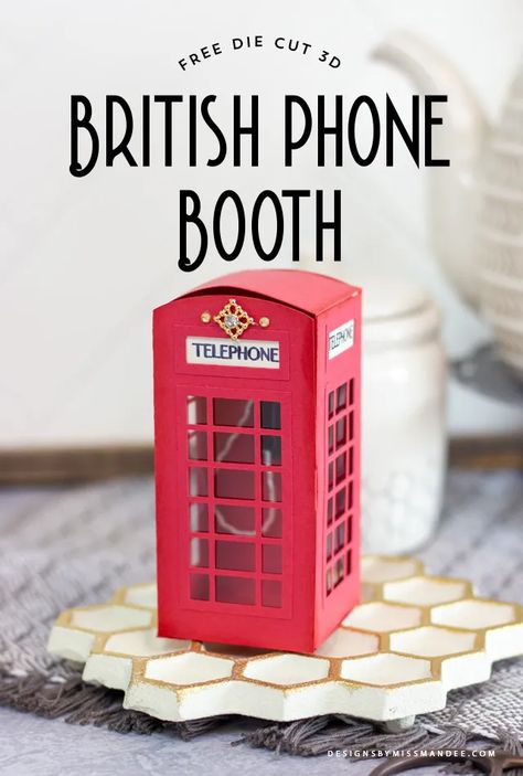 Phone Booth Diy, Svg Free Files For Cricut Templates, British Phone Booth, London Telephone Booth, Coronation Party, London Phone Booth, Paper Buildings, Booth Diy, Craft Cricut