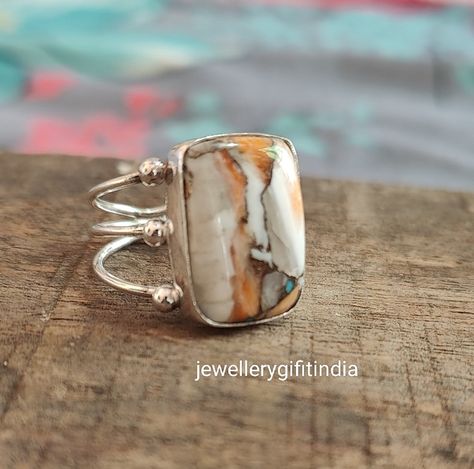 Oyster Copper Turquoise Rectangle Shape Gemstone Silver Ring 925 Sterling Solid Silver Ring Handmade Wedding Jewelry for Women Gift Idea - Etsy Handmade Wedding Jewellery, Western Rings, Large Turquoise Ring, Into The West, Artisan Rings, Sterling Silver Rings Bands, Copper Turquoise, Silver Gemstone Jewelry, Women Ring