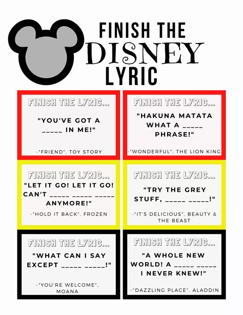 Finish The Lyrics Game, Disney Song Lyrics, Crush Quizzes, Disney Lyrics, Disney Song, Disney Camping, Disney Activities, Finish The Lyrics, Disney Quiz