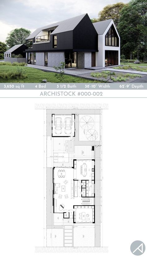 Detached House Plan, Indoor Outdoor Living House Plans, 4 Bedroom Scandinavian House Plans, House With Basement Garage, Small Scandinavian House Plans, Basement Garage House Plans, Modern House Plans 3 Bedroom, Modern Scandinavian House Plans, Nordic House Plans