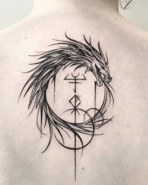 101 Ouroboros Tattoo Designs You Need To See! | Outsons | Men's Fashion Tips And Style Guide For 2020 Jormungandr Tattoo, Viking Tattoo Symbol, Viking Tattoo Sleeve, Ouroboros Tattoo, Rune Tattoo, Circle Tattoo, Norse Tattoo, Nordic Tattoo, Tattoos Geometric