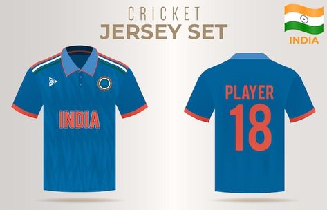 Indian Cricket Jersey, Cricket Jersey, India Cricket Team, India Cricket, Sports Jersey Design, Indian Cricket, Polo Shirt Design, Cricket Team, Back View