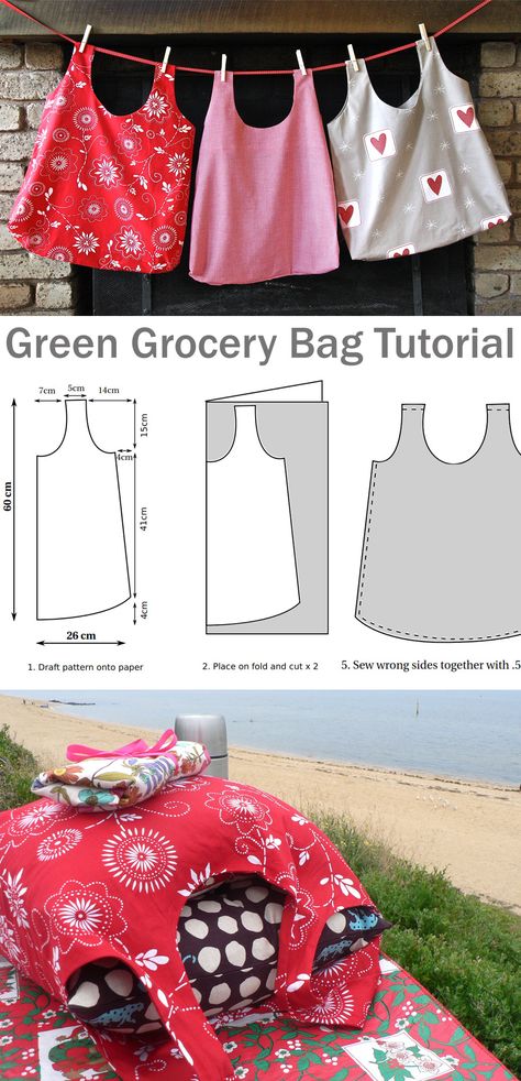 Grocery Bag Sewing Pattern Free, Wearable Sewing Projects, Diy Grocery Bags Free Pattern, Reusable Shopping Bag Pattern, Reusable Grocery Bags Pattern, Diy Reusable Grocery Bags, Grocery Bag Pattern, Vendor Ideas, Shopping Bag Pattern