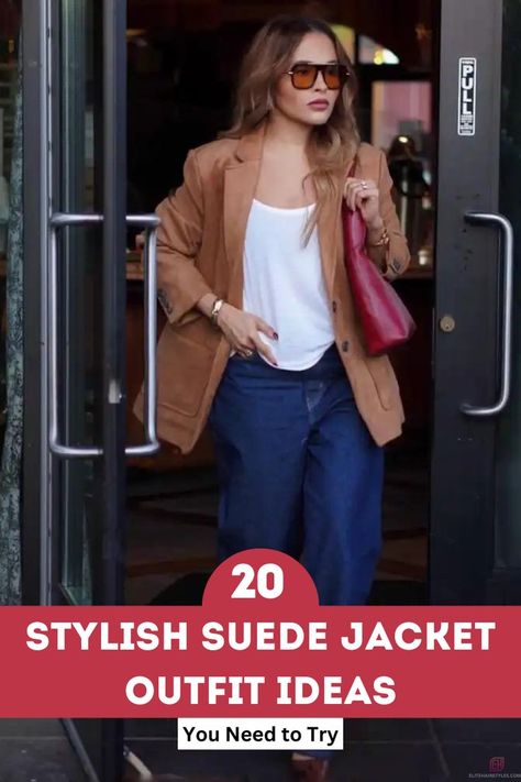 Suede Jacket Outfit Ideas Tan Leather Jacket Outfit, Tan Jacket Outfit, Suede Jacket Outfit, Jacket Outfit Ideas, Tan Leather Jacket, Tan Leather Jackets, Tan Jacket, Leather Jacket Outfits, Jackets Women