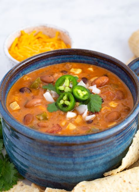 Creamy Taco Soup with Ranch Dressing Recipe (Easy Crockpot) - Intentional Hospitality Taco Soup With Ranch, Taco Soup Ranch, Creamy Taco Soup, Ground Beef Taco Seasoning, Creamy Ranch Dressing, Ranch Dressing Recipe, Taco Soup Recipe, Velveeta Cheese, Taco Soup