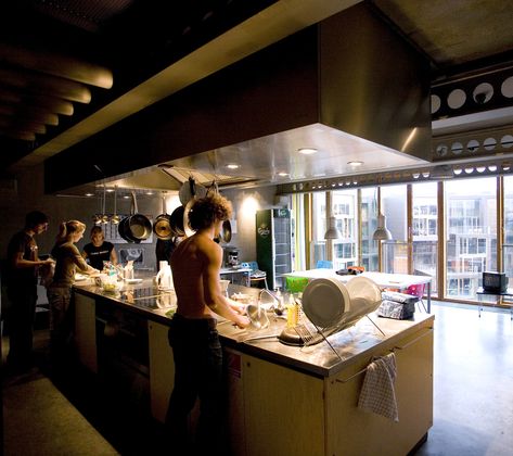 Gallery of Tietgen Dormitory / Lundgaard & Tranberg Architects - 2 Tietgen Dormitory, Micro Housing, Dormitory Kitchen, Modern Wood Floors, Student Hostel, Urban Regeneration, Community Kitchen, Communal Kitchen, Dormitory Room