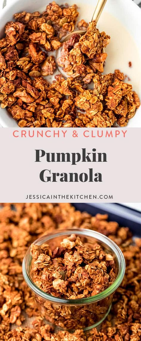 Pumpkin Granola Recipe, Granola Easy, Pumpkin Spice Granola, Pumpkin Granola, Granola Recipe Healthy, Fall Goodies, Granola Recipe Homemade, Granola Healthy, Healthy Pumpkin