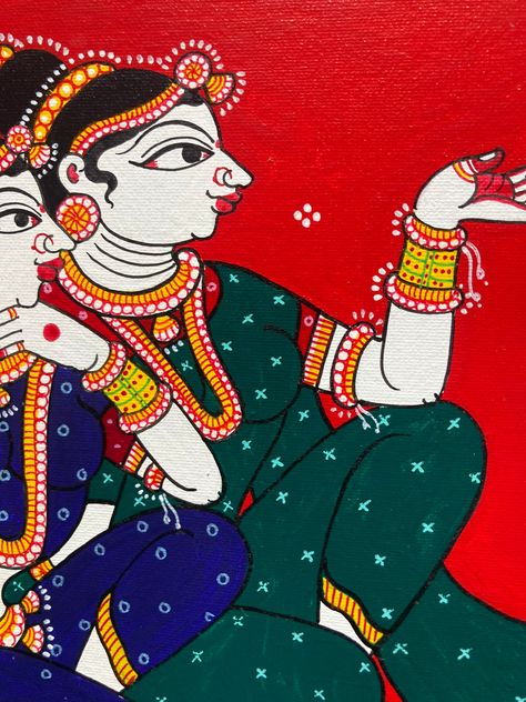 Excited to share this item from my #etsy shop: Two friends | 10”x12” inchs #buypainting #giftpainting #antique #interiordecor #canvaspainting #mythologicalart #traditionalpainting #homedecor #roomdecor Pattachitra Art, Hindu Puja, Phad Painting, Madhubani Paintings, Kerala Mural Painting, Handmade Canvas, Indian Painting, Tanjore Painting, Line Drawings