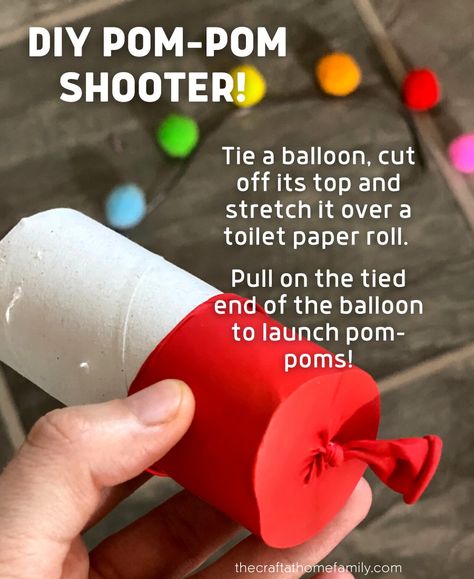 Something fun to do with empty... - The Craft-at-Home Family Pom Pom Launcher, Fun Activities At Home, Christmas Pom Pom, Paper Pom Pom, Confetti Poppers, Party Bags Kids, Diy Confetti, Easy Craft Ideas, Stem Challenge