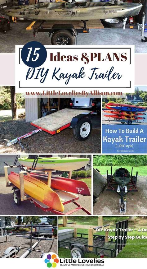 Best-DIY-Kayak-Trailer Kayak Trailer Ideas, Pull Behind Trailer, Jet Ski Trailer, Homemade Trailer, Kayak Trailer, Trailer Storage, Trailer Diy, Kayak Storage, Boat Trailers