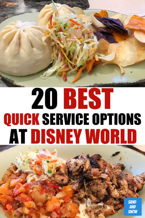 If you're looking for the best quick service restaurants at Disney World with great atmosphere, location, and meals, here are my top picks in the theme parks, resorts, and Disney Springs! #WDWDining #WDW #WDWplanning #DisneyDining #BestQuickService Disney Quick Service Restaurants, Best Restaurants At Disney World, Best Quick Service Disney World, Disney Quick Service Dining Plan, Character Meals At Disney World, Disney World Cheap, Restaurants At Disney World, Dining At Disney World, Food Disney