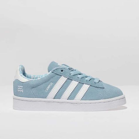 Kids Unisex pale blue adidas campus trainers | schuh Blue Adidas Campus, Adidas Campus Shoes, Toddler Adidas, Scarlett Rose, Blue Trainers, Fall 23, Adidas Campus, Shoe Inspo, Adidas Gazelle Sneaker