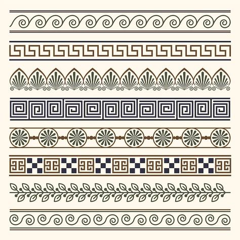 Flat design greek border set | Free Vector #Freepik #freevector #greek-border #greek-frame #frame-set #design-pack Greek Border, Page Dividers, Retro Wedding Invitations, Greek Pattern, Greek Design, Fancy Fonts, Aztec Designs, Greek Style, Design Quotes